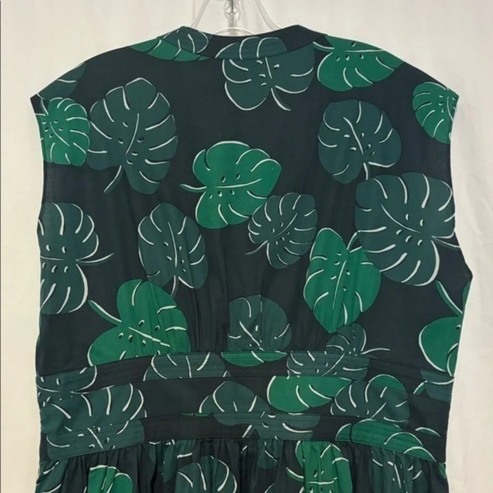 Kate Spade Monstera‎ Leaves Poplin Bow Midi Dress size 14